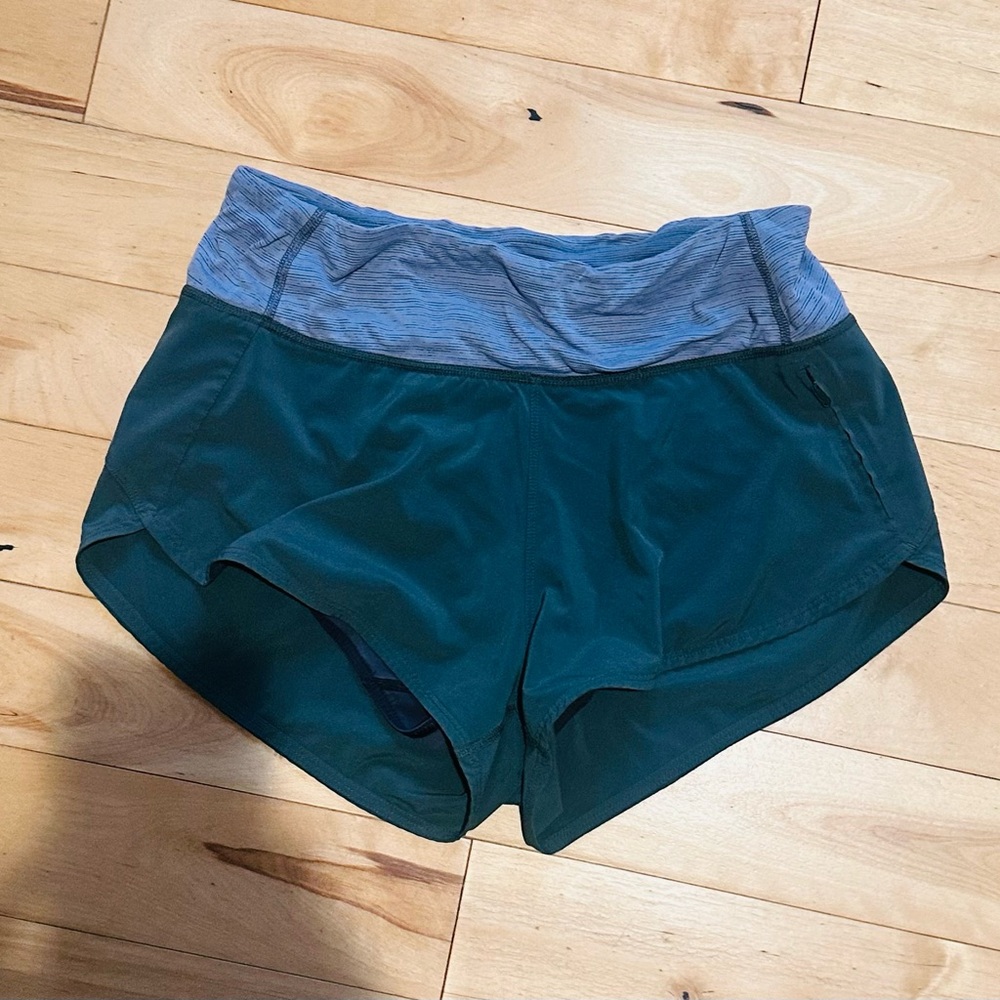 Outdoor Voices Teal and Gray Athletic Shorts